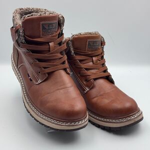 Arrigo Bello Mens 8 Brown Leather Fur Lined Hiker Boots AM9058-3